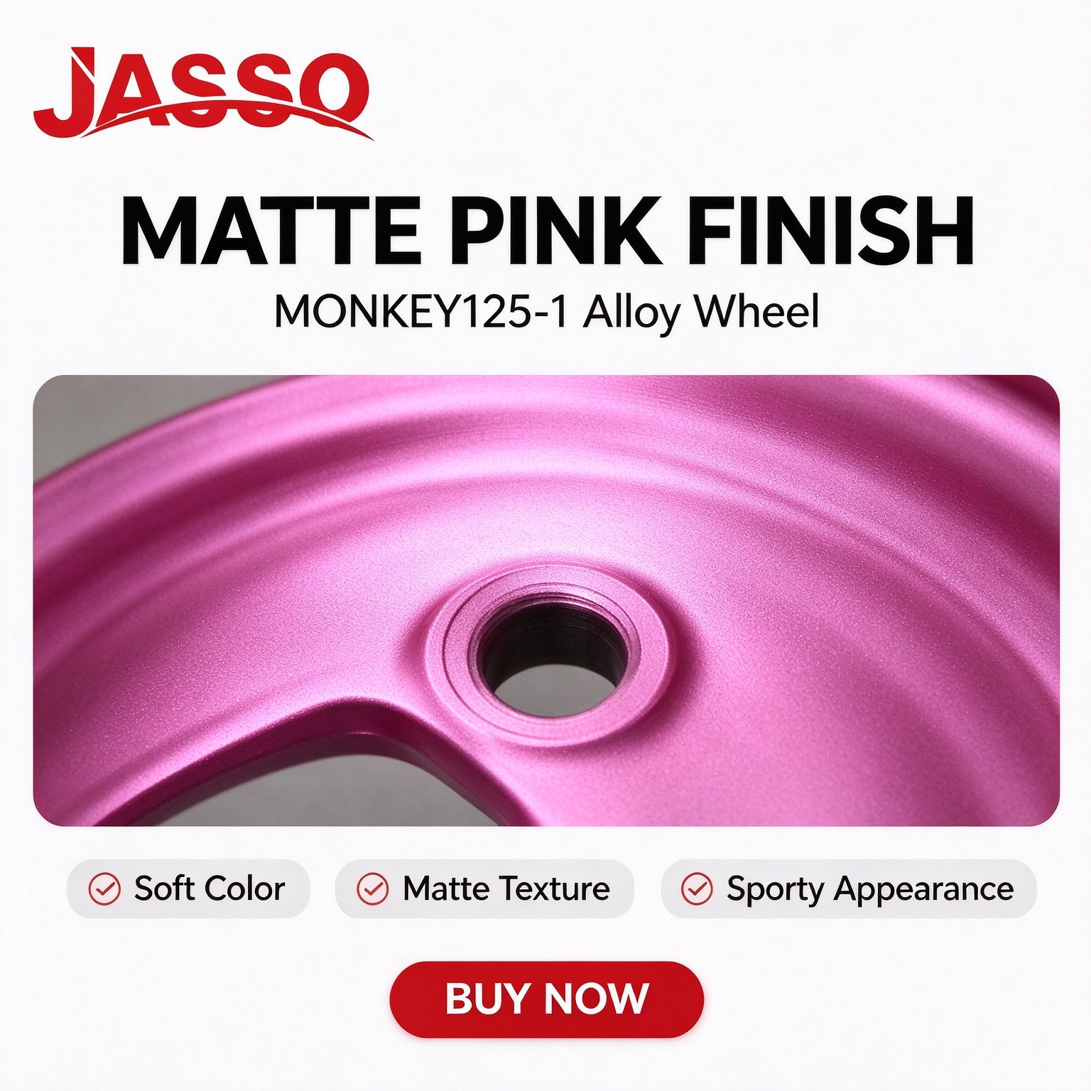 Honda MONKEY 125 Aluminum Alloy Wheel Rim Set - Matte Pink (Front and Rear)