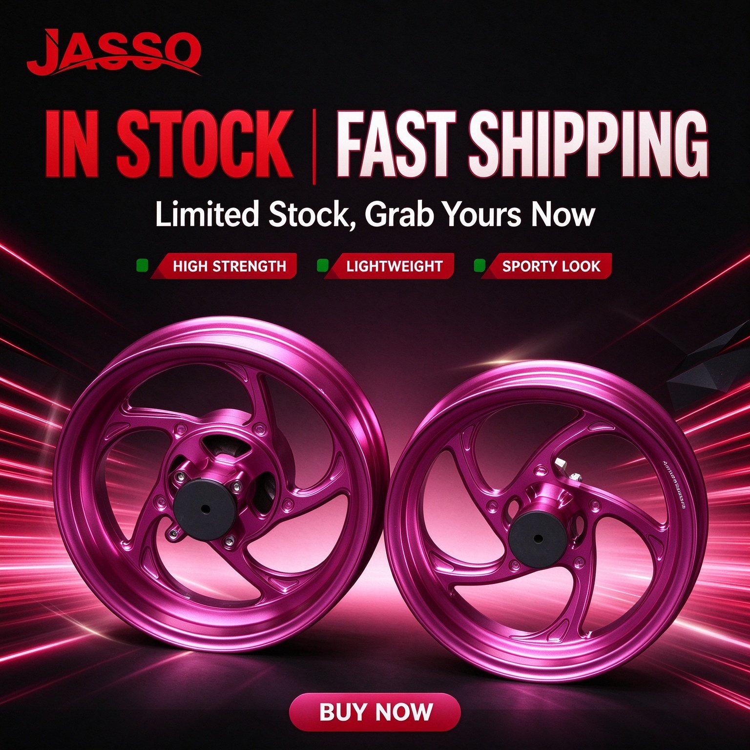 Honda MONKEY 125 Aluminum Alloy Wheel Rim Set - Matte Pink (Front and Rear)