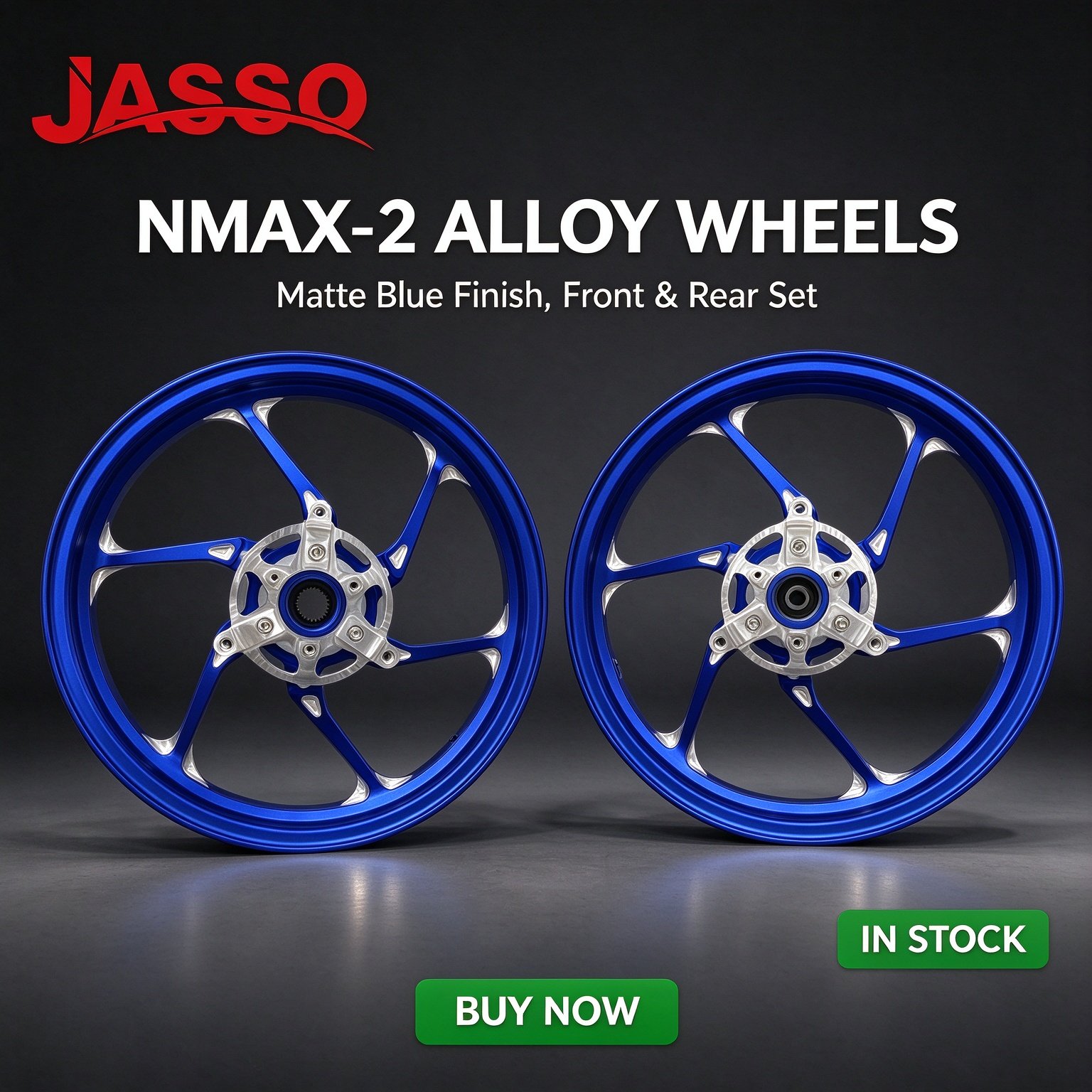 Yamaha NMAX 155 / 125 Aluminum Alloy Wheel Rim Set - Matte Blue (Front and Rear)
