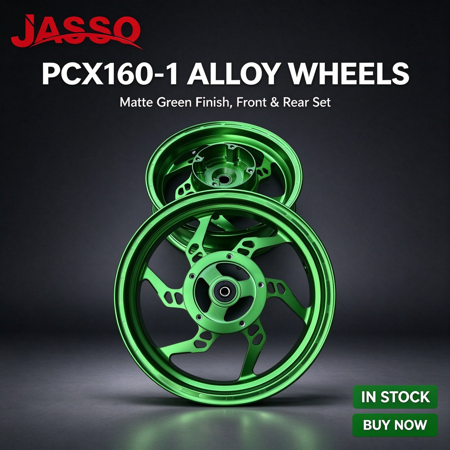 Honda PCX 160 Aluminum Alloy Wheel Rim Set - Matte Gold / Matte Green (Front and Rear)