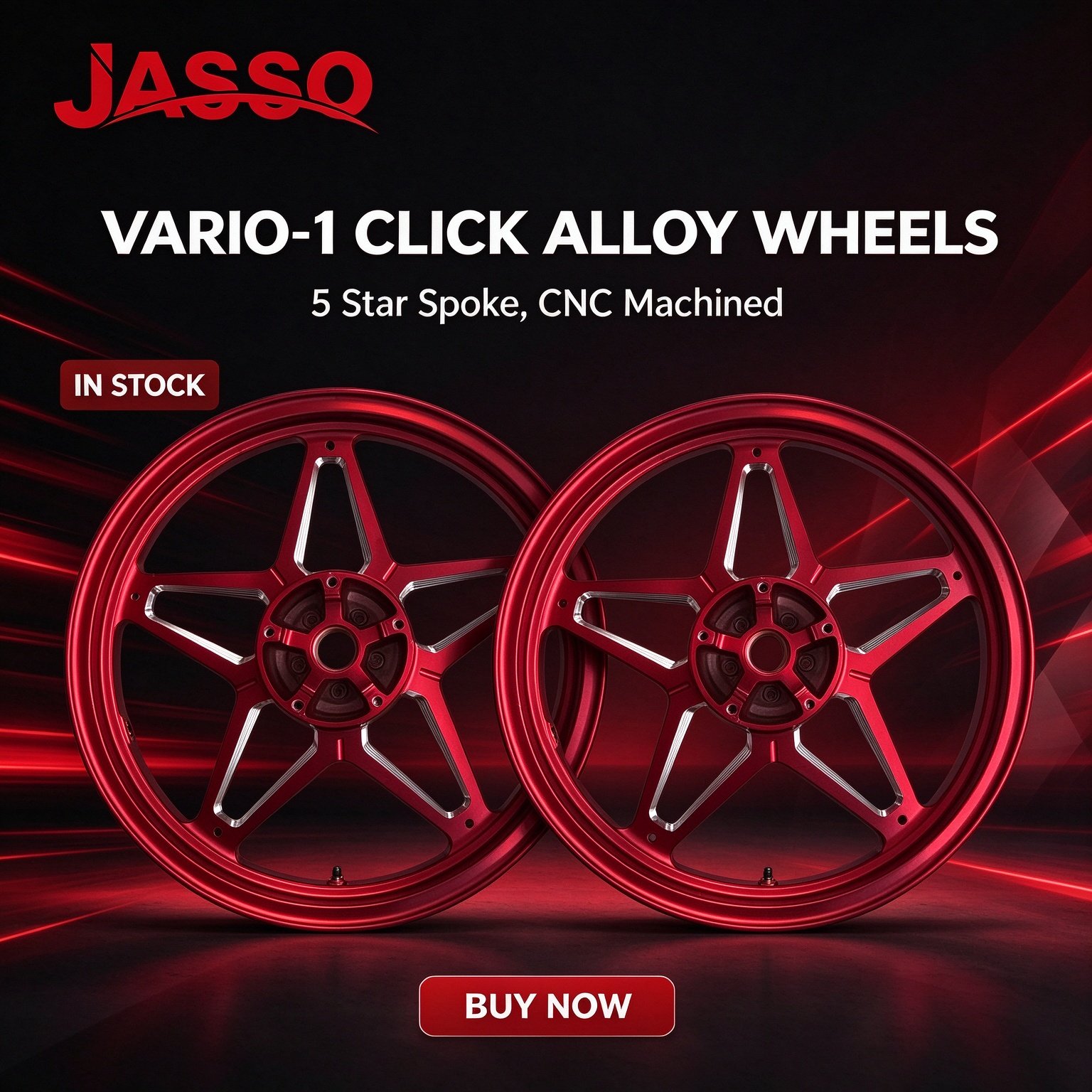 Honda VARIO 125 / 160 Five-Point Star CNC Aluminum Wheel Rim - Glossy Red