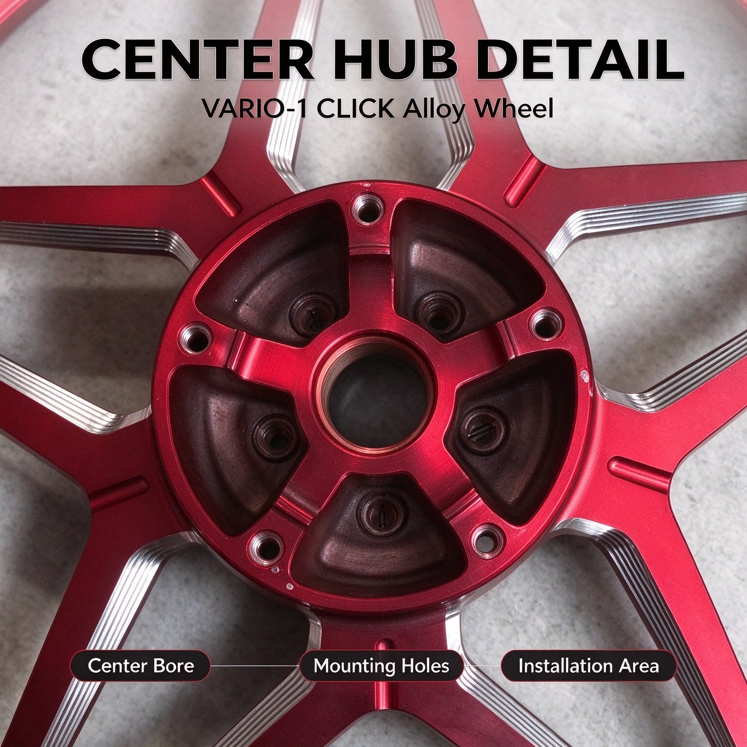 Honda VARIO 125 / 160 Five-Point Star CNC Aluminum Wheel Rim - Glossy Red