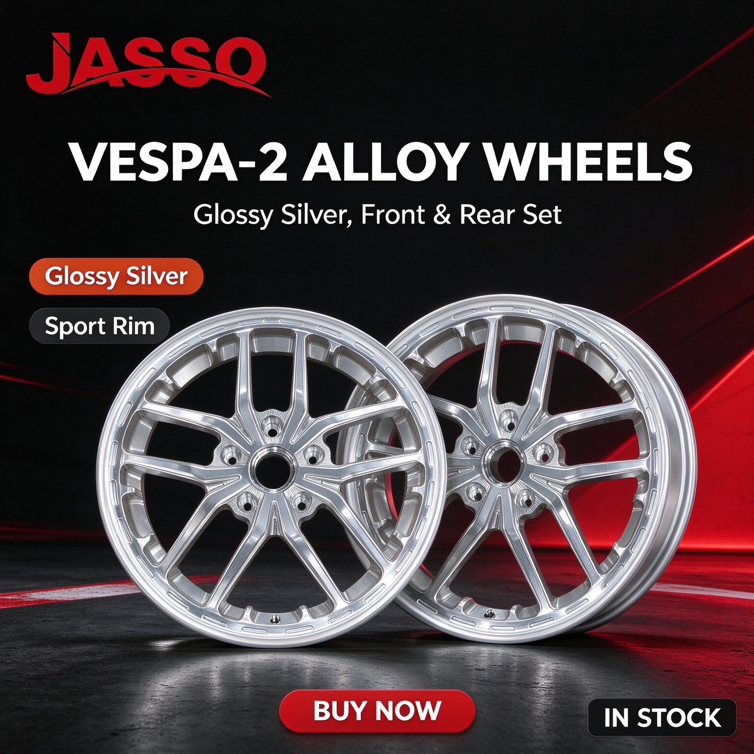 Vespa Primavera / Sprint Twelve-Spoke Aluminum Alloy Wheel - Glossy Silver