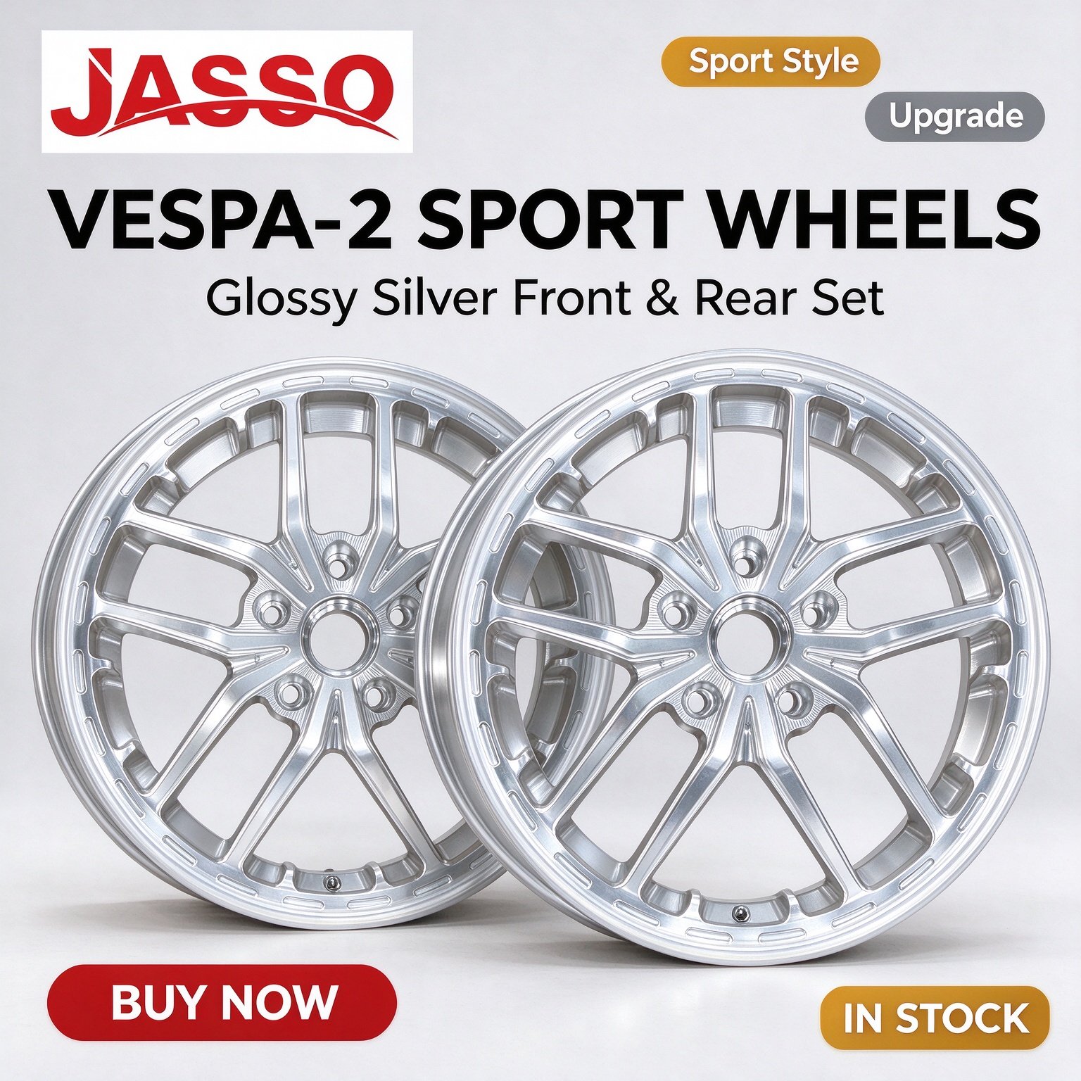 Vespa Primavera / Sprint Twelve-Spoke Aluminum Alloy Wheel - Glossy Silver
