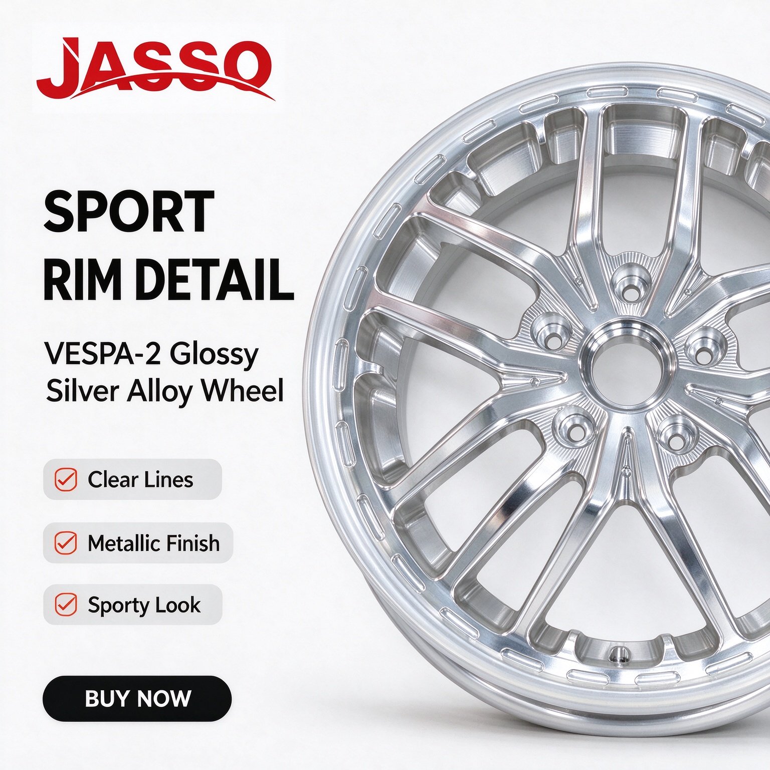 Vespa Primavera / Sprint Twelve-Spoke Aluminum Alloy Wheel - Glossy Silver