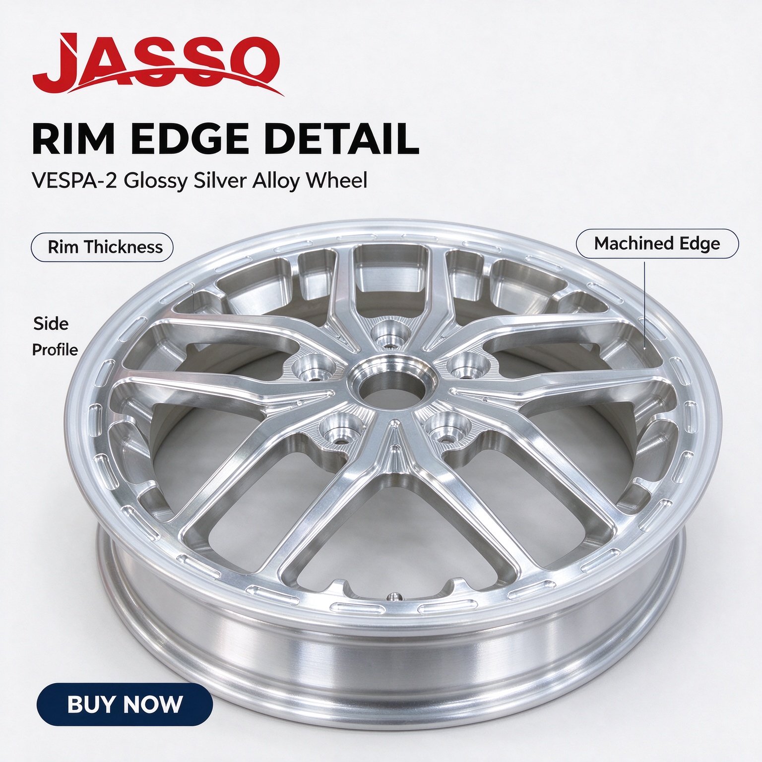 Vespa Primavera / Sprint Twelve-Spoke Aluminum Alloy Wheel - Glossy Silver