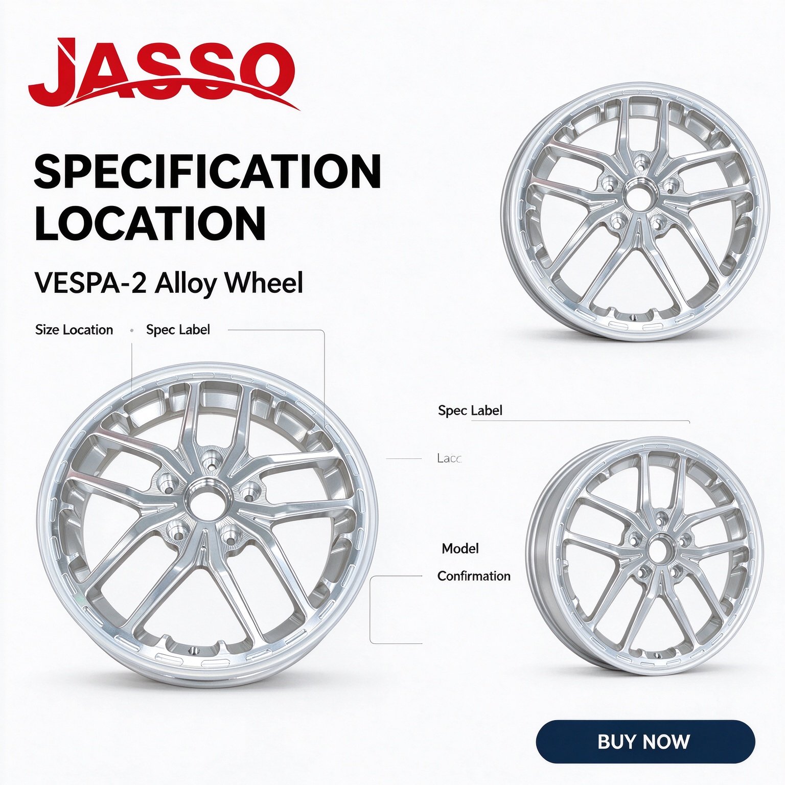 Vespa Primavera / Sprint Twelve-Spoke Aluminum Alloy Wheel - Glossy Silver