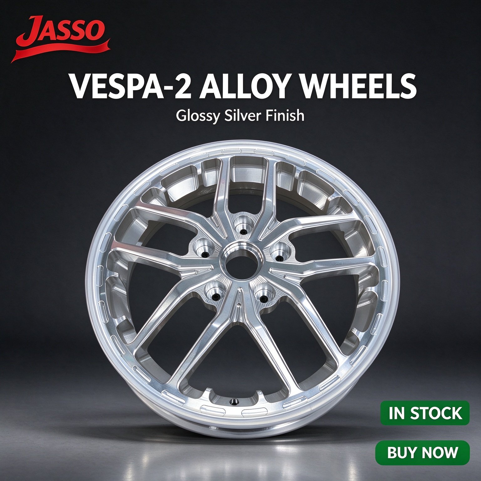 Vespa Primavera / Sprint Twelve-Spoke Aluminum Alloy Wheel - Glossy Silver