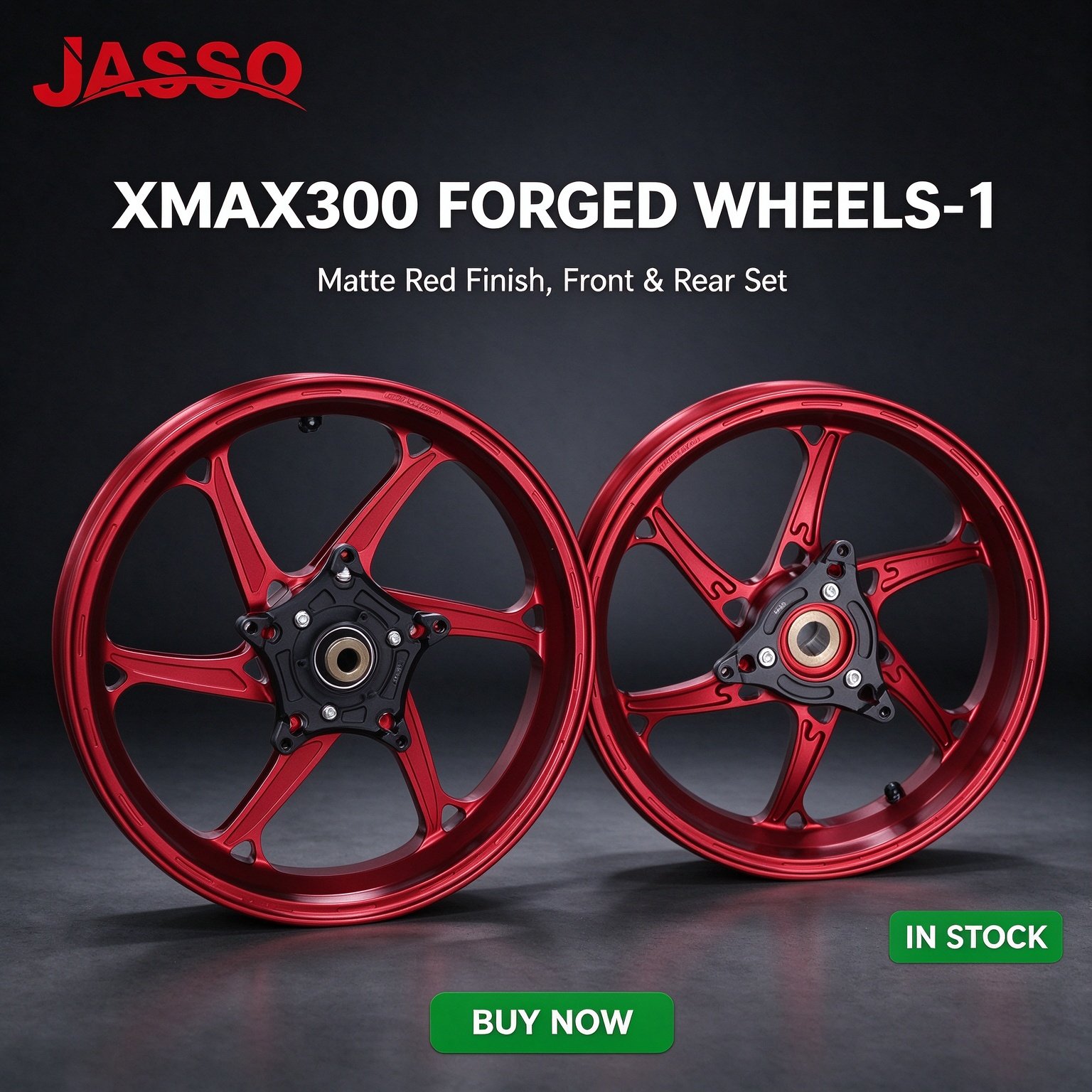Yamaha XMAX 300 Forged Monoblock Aluminum Wheel Rim Set - Black / Red / Gold / Green (Front and Rear)