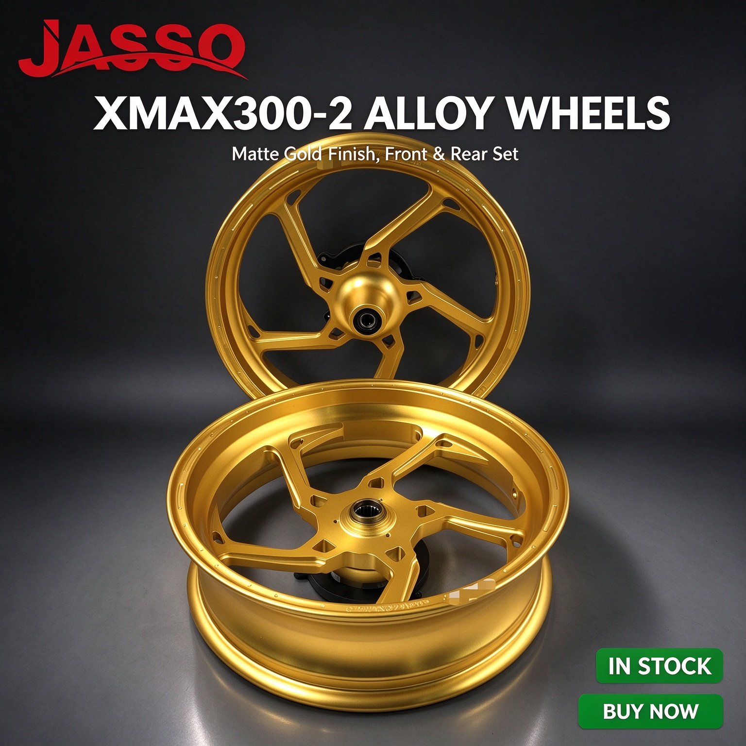 Yamaha XMAX 300 Forged Monoblock Aluminum Wheel Rim Set - Black / Red / Gold / Green (Front and Rear)
