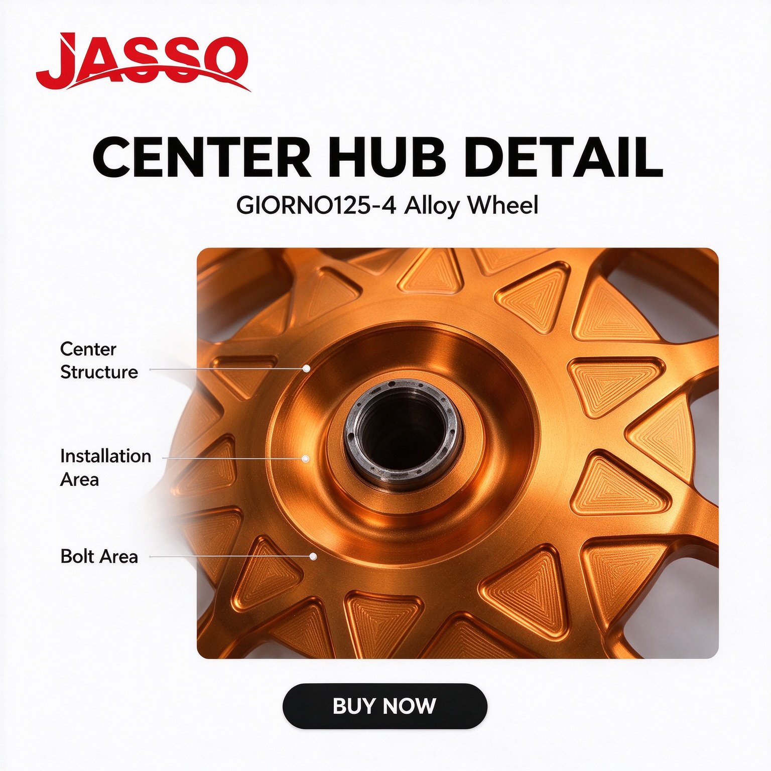 Honda GIORNO 125 Sport Alloy Wheel Rim Set - Bright Orange Five-Spoke Twist (Front and Rear)