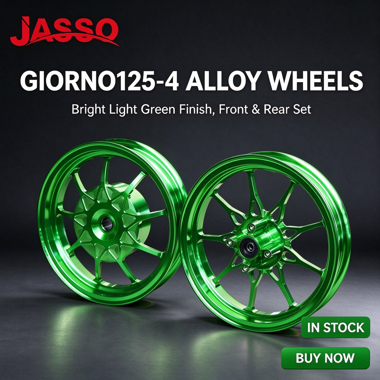 Honda GIORNO 125 Sport Alloy Wheel Rim Set - Bright Orange Five-Spoke Twist (Front and Rear)