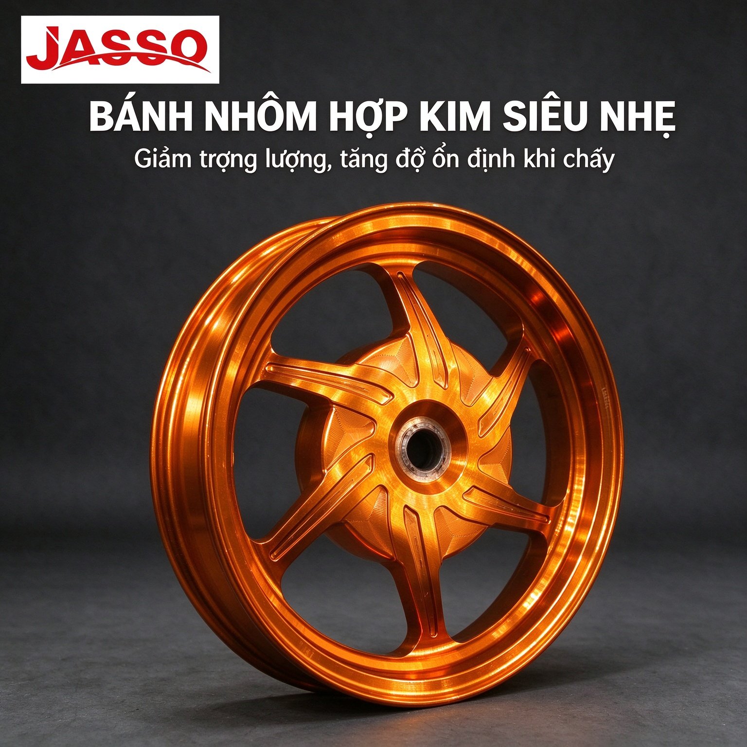 Honda GIORNO 125 Five-Point Star CNC Aluminum Wheel Rim - Bright Orange