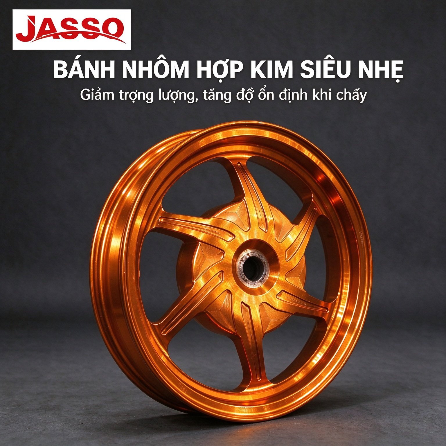 Honda GIORNO 125 Five-Point Star CNC Aluminum Wheel Rim - Bright Orange