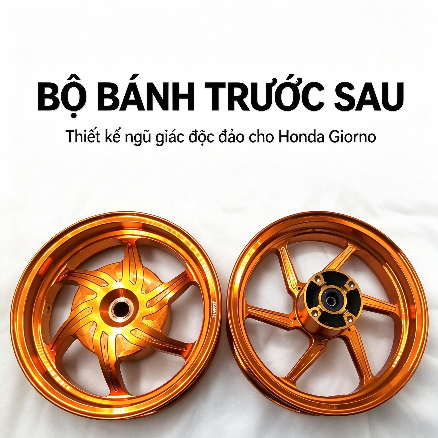Honda GIORNO 125 Five-Point Star CNC Aluminum Wheel Rim - Bright Orange