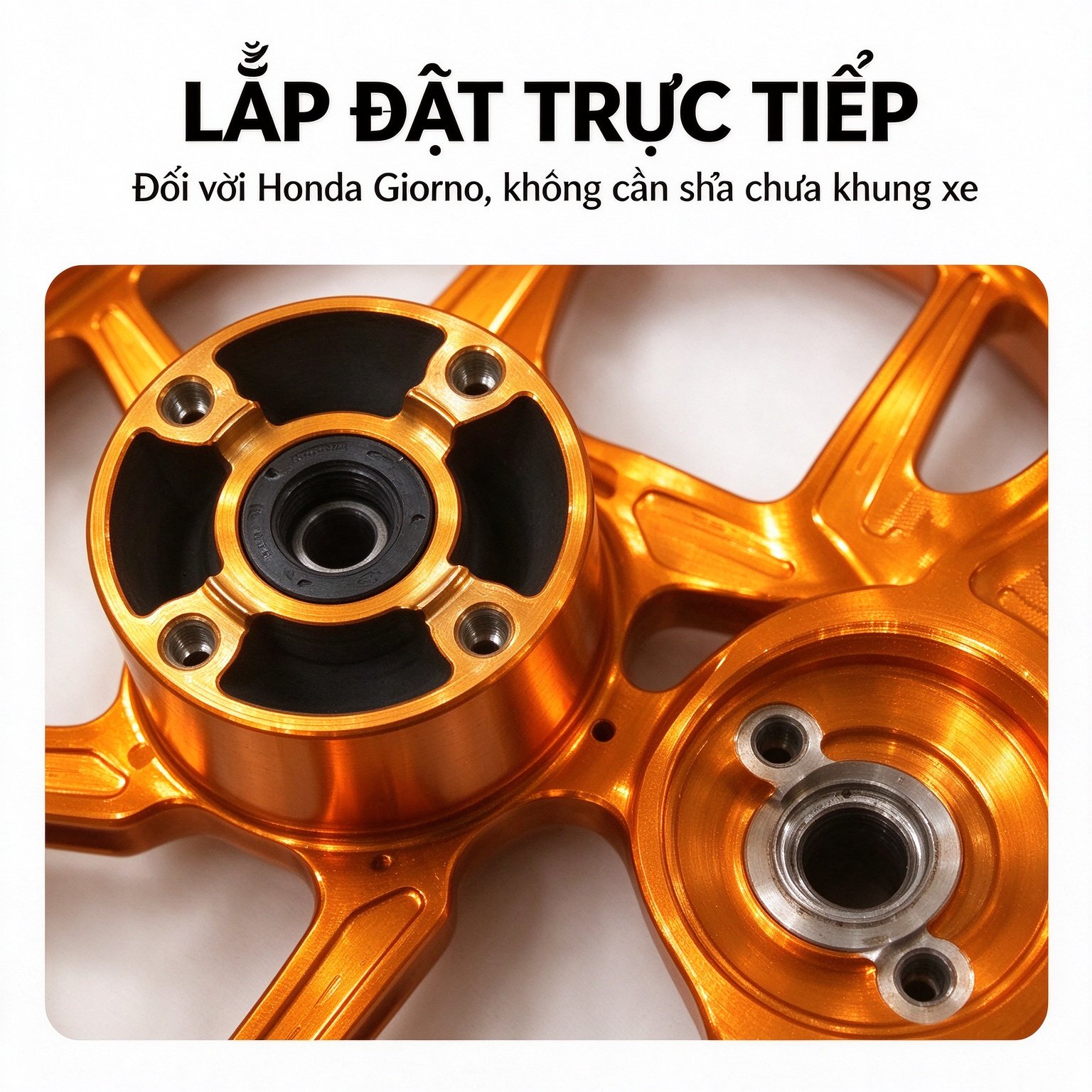 Honda GIORNO 125 Five-Point Star CNC Aluminum Wheel Rim - Bright Orange