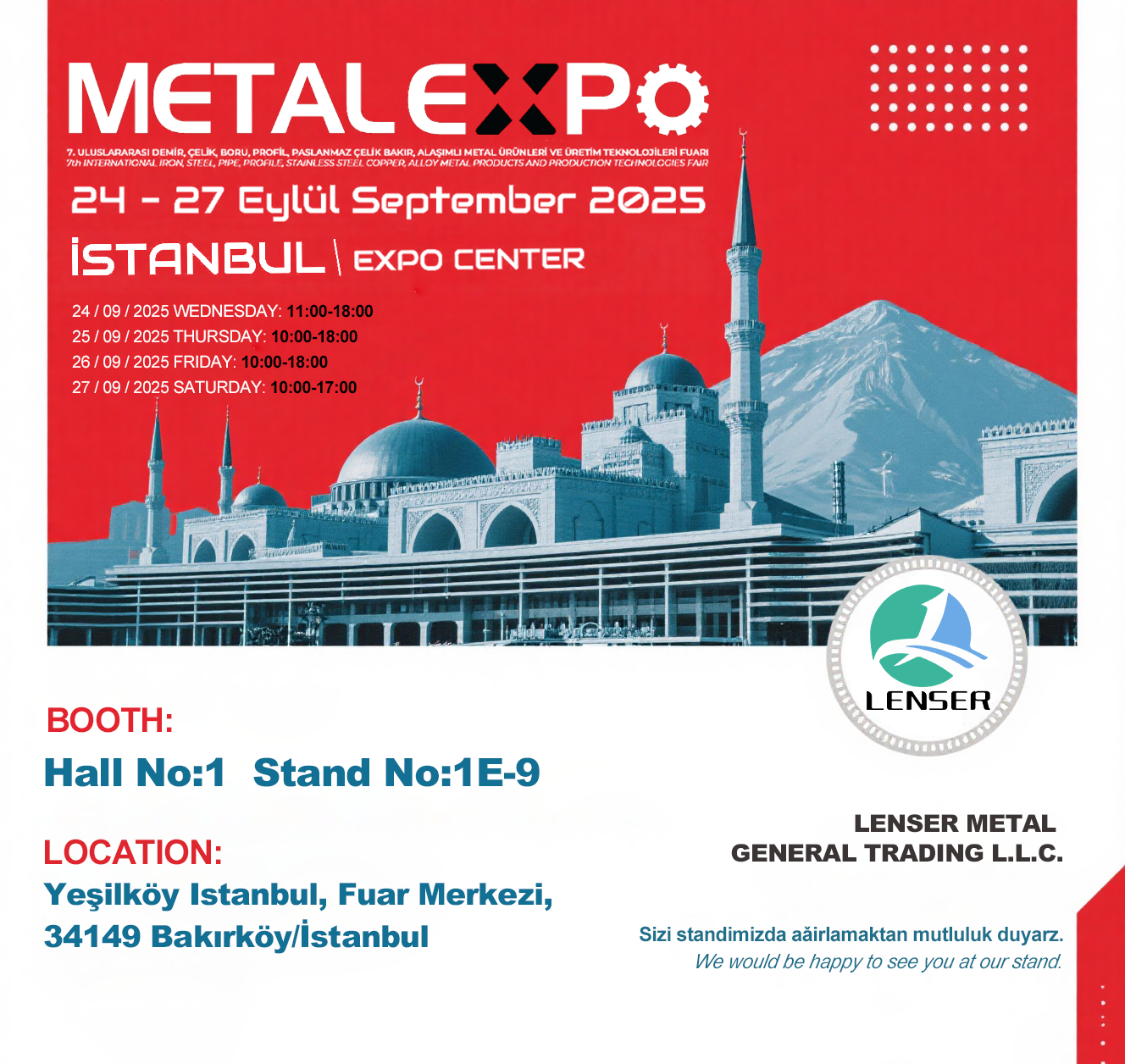 invitation for METAL EXP: 24-27 September 2025
