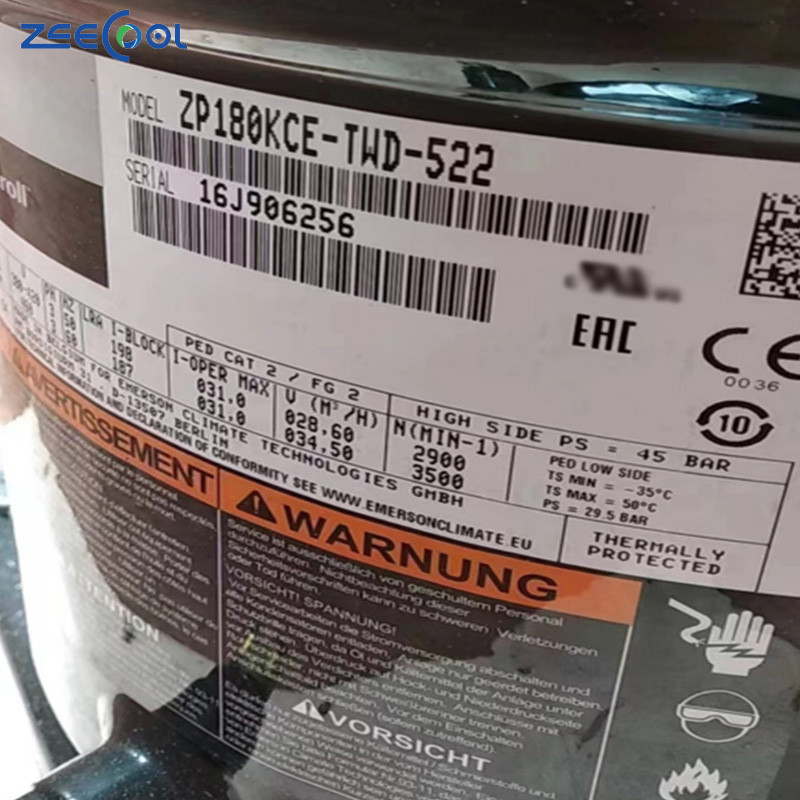 Supply New Co-peland R410a Refrigeration Scroll Compressor Low Noise Compressor Commercial Compressor ZP180KCE-TWD-522
