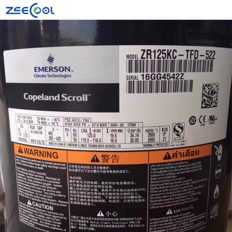 ZR125KC-TFD-522 10HP ZRSeries EMERSON Scroll Compressor for Air Conditioer Refrigeration Compressor ZR125KC-TFD-522 ZR144KC-TFD-522 for Copeland