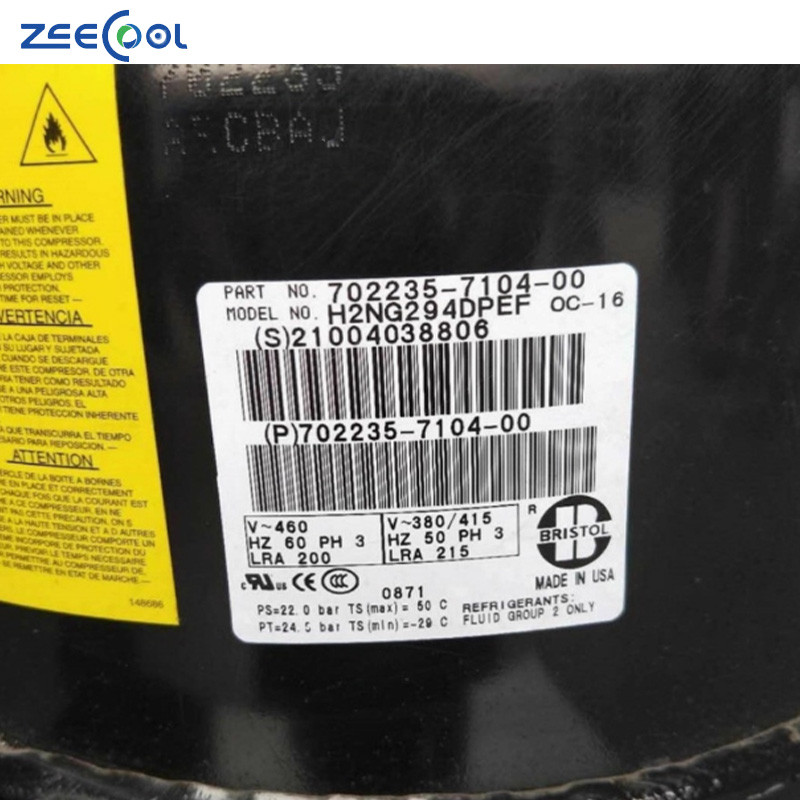H2NG294DPEF H2NG184DPEF H2NG244DPEF H2NG294DPEF Bristol 15HP 20HP R22 Reciprocating Piston Refrigeration Compressors