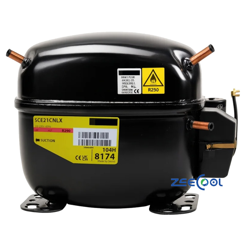 SECOP Hermetic Piston Refrigeration Compressor SCE12CNLX SCE15CNLX SCE18CNLX SCE21CNLX for Small Freezers Cold Cabinets and Air Cooling Systems Applications