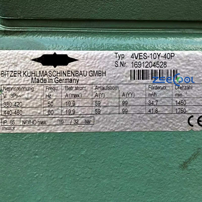 5 Bitzer Semi-hermetic Reciprocating Compressor for Cold Storage 4TES-10Y-40P 4VES-10Y-40P 4PES-10Y-40P