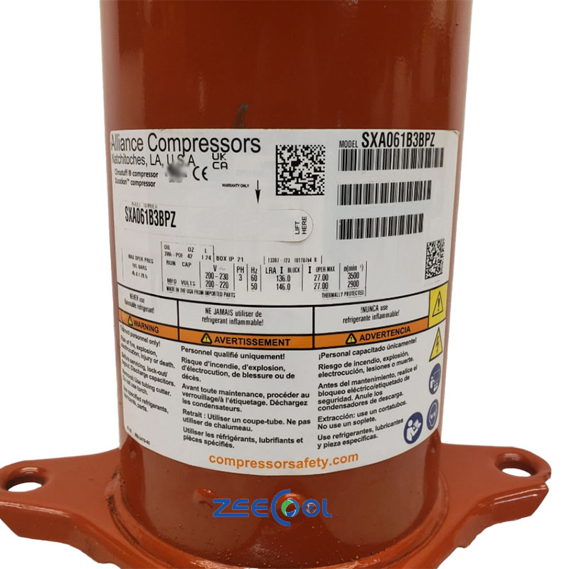 Factory Supply Scroll Compressor SXA039B4BPA SXA044B4BPZ SXA061B3BPZ Air Conditioning Refrigeration Compressor for ALLIANCE