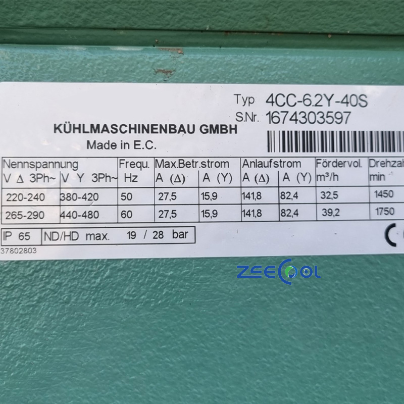 Bitzer Semi Hermetic Reciprocating Compressor 4CC-6.2Y-40S 4CES-6Y-40S 4CC-6.2-40P 380V Refrigeration Cold storage chiller compressor