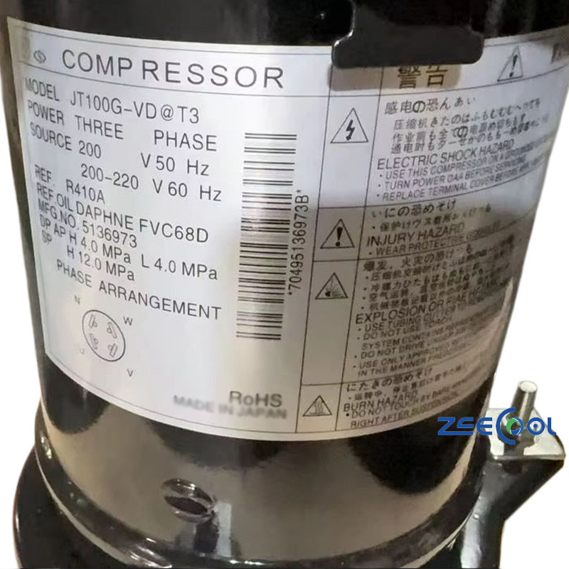 JT100G-VDLS (6) DAIKIN Scroll Compressor JT100G-VDL@S JT100G-VD@T3 System Air Conditioning 200V 50Hz Refrigeration Compressor