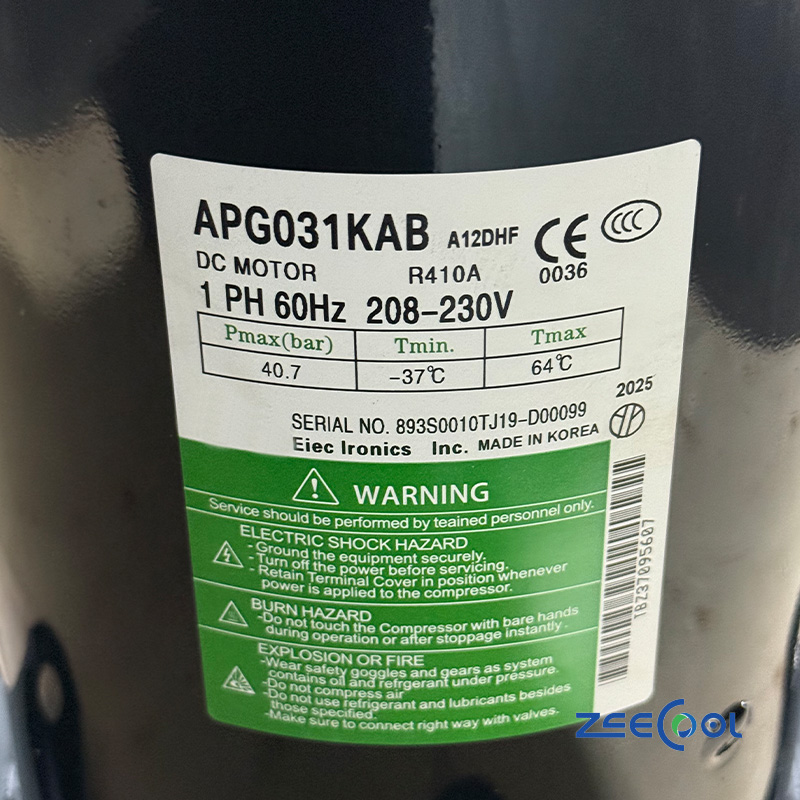 LG 3-horsepower Scroll Refrigeration Compressor APG031KAA APG031KAB APG031KAC Duct Fan air Conditioning Compressor air Source Heat Pump