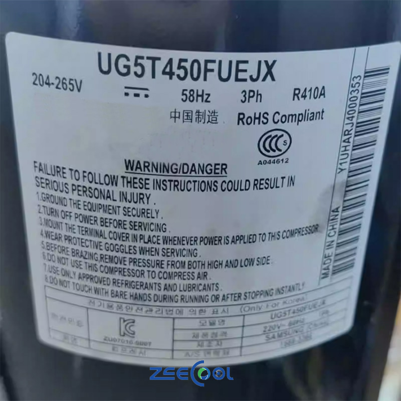Samsung Rotary Refrigeration Compressor UG5T450FUEJX UG5T450FUEJK UG5T450FUBEX for air Conditioning Compressor R410A
