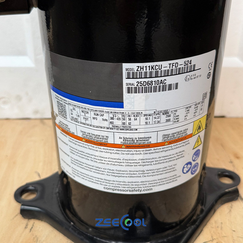 3 Copeland Scroll Compressor ZH06KCU-TFD-524 ZH11KCU-TFD-524 380V 50hz 2.5HP 3.5HP Refrigeration Compressor Air Source Heat Pump & Water Heater