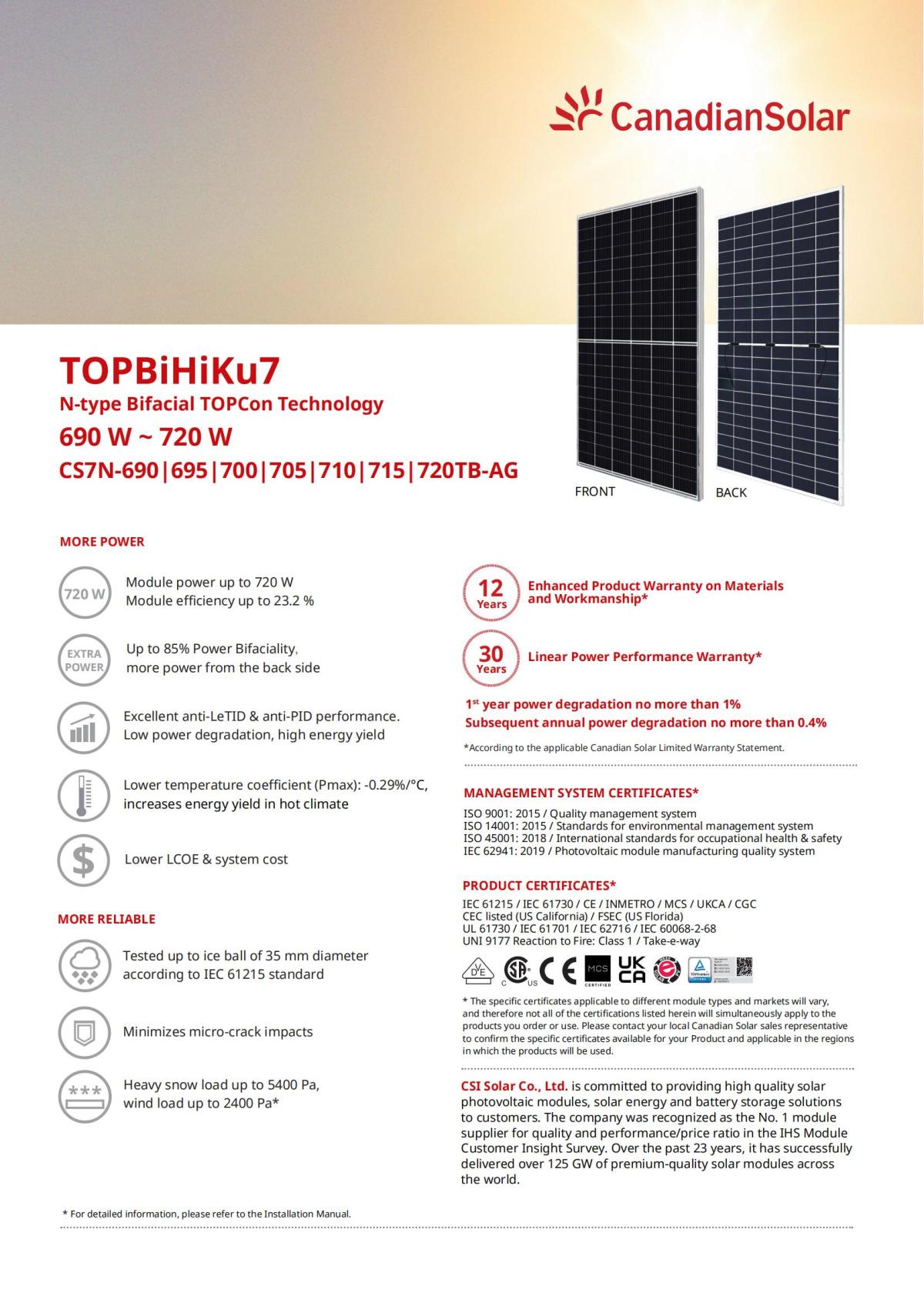 CS-Datasheet-TOPBiHiKu7_CS7N-TB-AG_v1.8_EN_00.jpg TOPBiHiKu7 N-type Bifacial TOPcon Technology 690 W~720 W