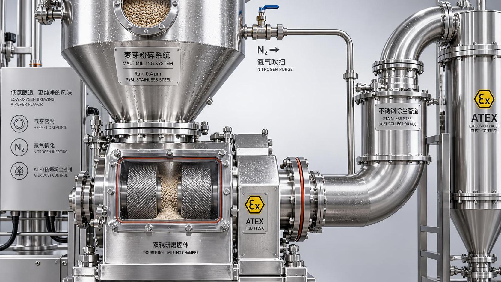 Malt Milling System Design for Low-Oxygen Brewing: Critical Sealing, Nitrogen Purge, and Dust Control Specifications You Can’t Overlook