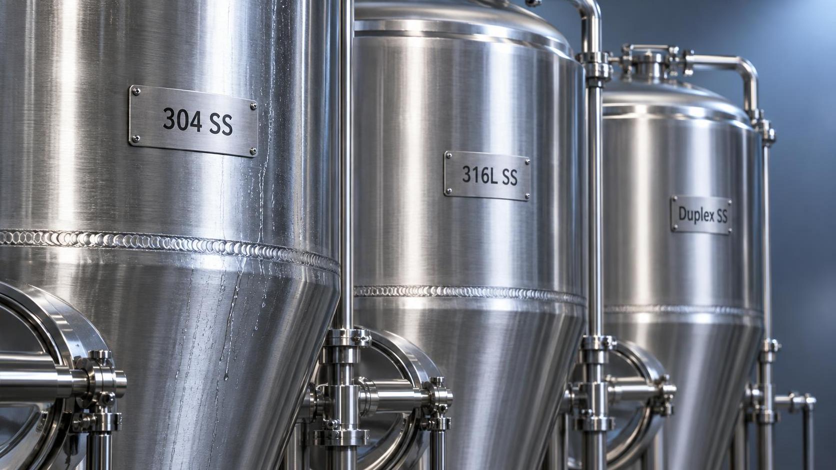 Brewery Tanks Material Selection Matrix: When to Choose 304 SS, 316L SS, or Duplex Stainless for Sour Beer, Barrel-Aged, and High-ABV Production