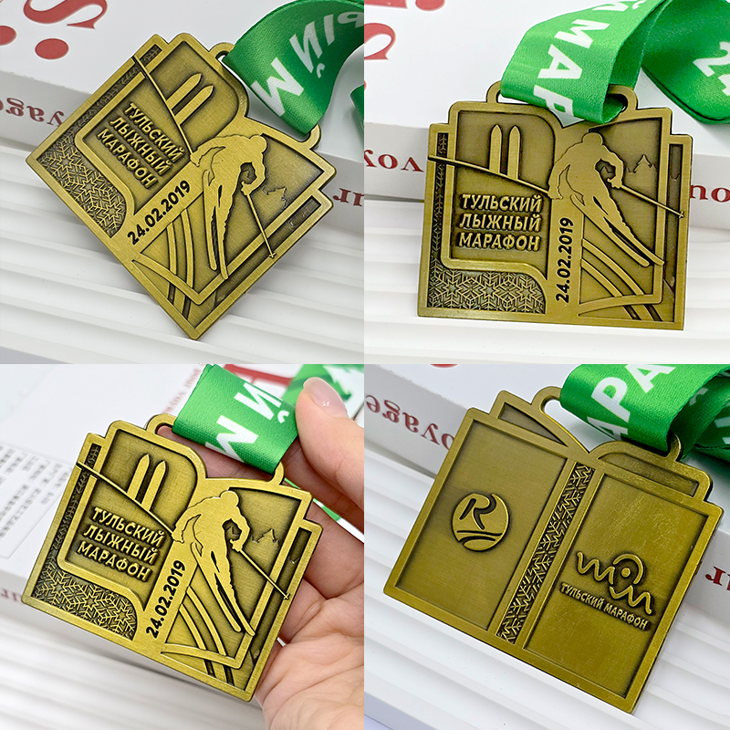 Marathon Retro Copper Embossed Commemorative Medal, Antique Bronze Texture, Three-Dimensional Race Collectible Medal