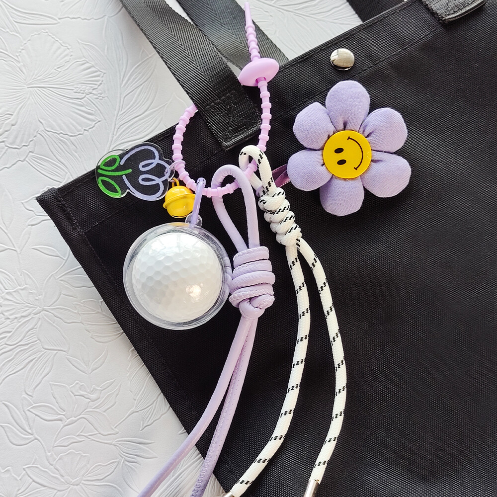Golf charm, Miu series handmade woven bag charm, small ornament, cute sunflower keychain for women