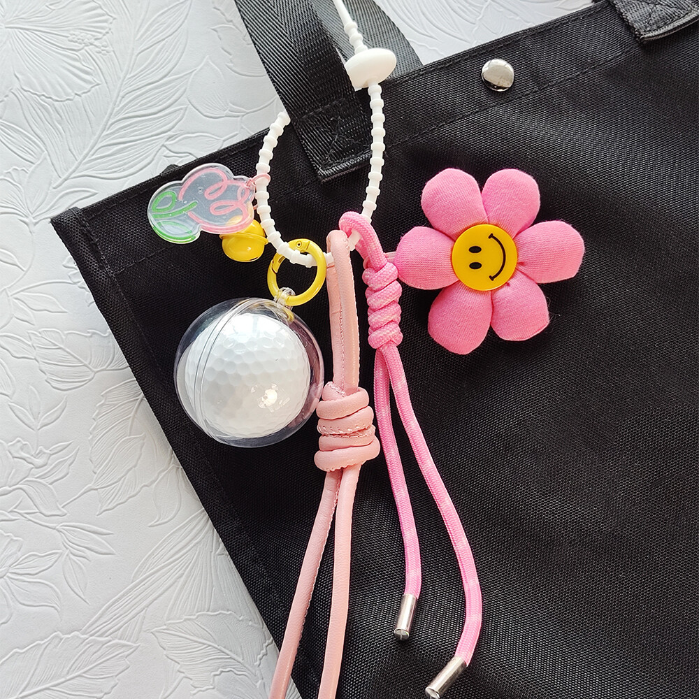 Golf charm, Miu series handmade woven bag charm, small ornament, cute sunflower keychain for women