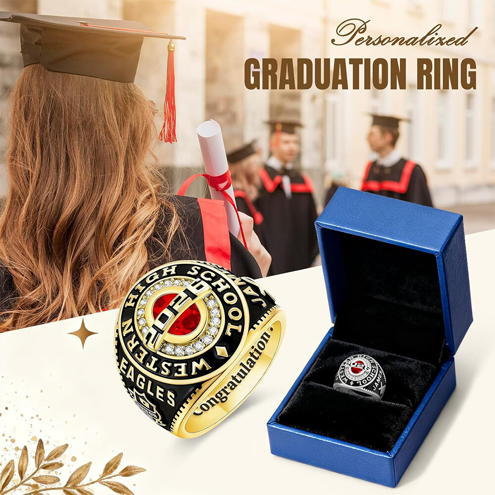 Graduation rings, gifts for students and couples, commemorative rings, school-themed creative engraving jewelry, custom-made business items.