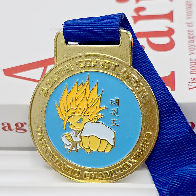 Gold Metal Medal South Coast Open Taekwondo Championship Commemorative Dragon Ball Anime Character Colored Relief Event Collectible Ornament