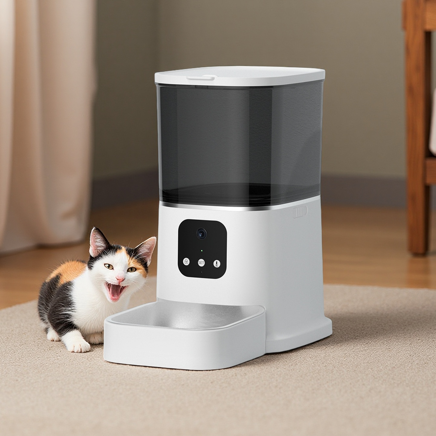 6L SUS304 bowl Commercial Pet Smart Feeder With 2MP 1080P Camera WiFi Tuya APP Remote Control GFC12 Series