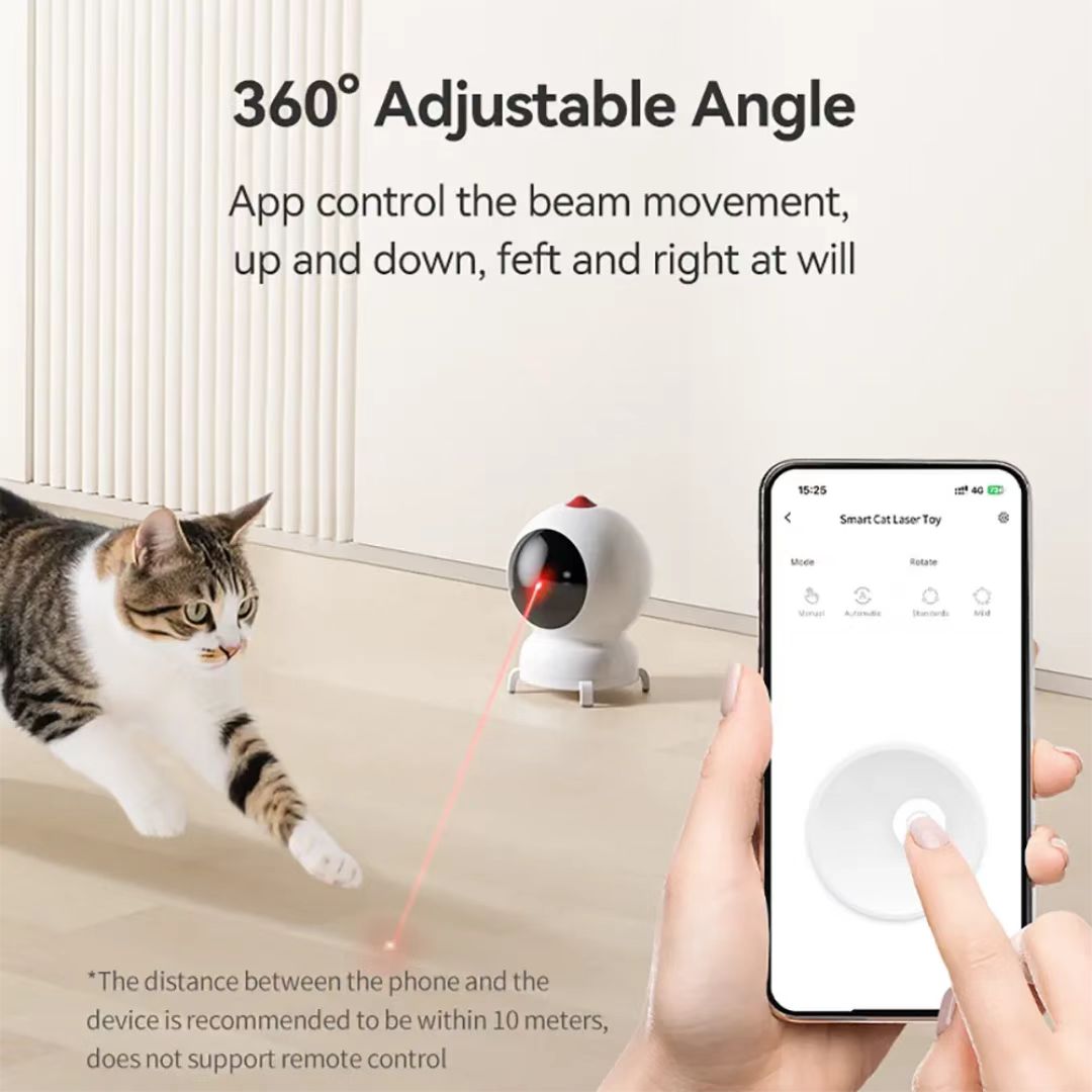 Smart APP-Controlled Laser Cat Toy with Colorful LED Lights GTD70