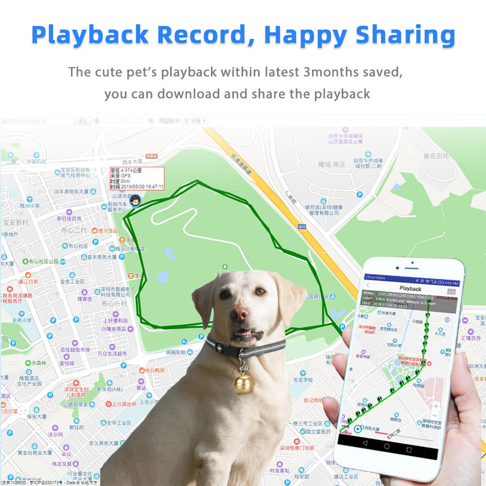 Bell GPS Tracker for Pets - 5-System Real Time Tracking 4-Day Battery IP67 Waterproof