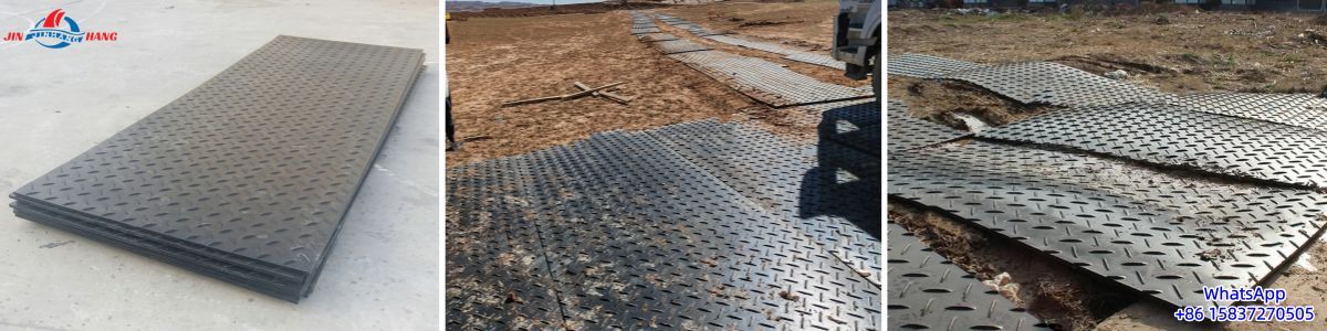 Construction site temporary road mats