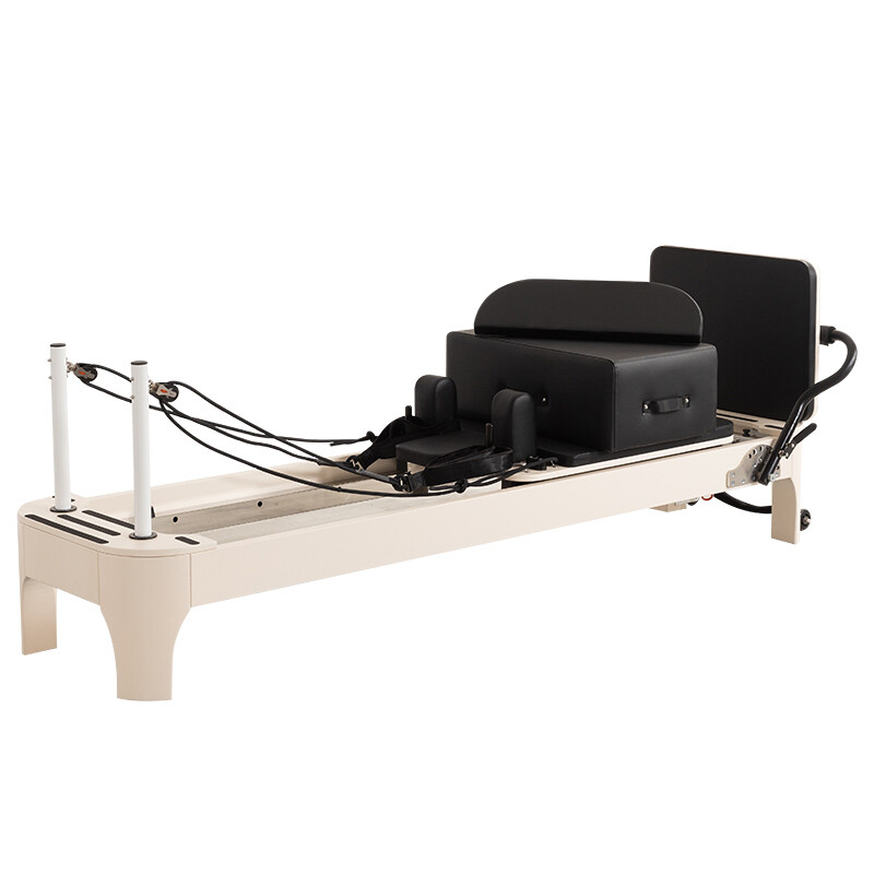 White Rounded Wooden Pilates Reformer
