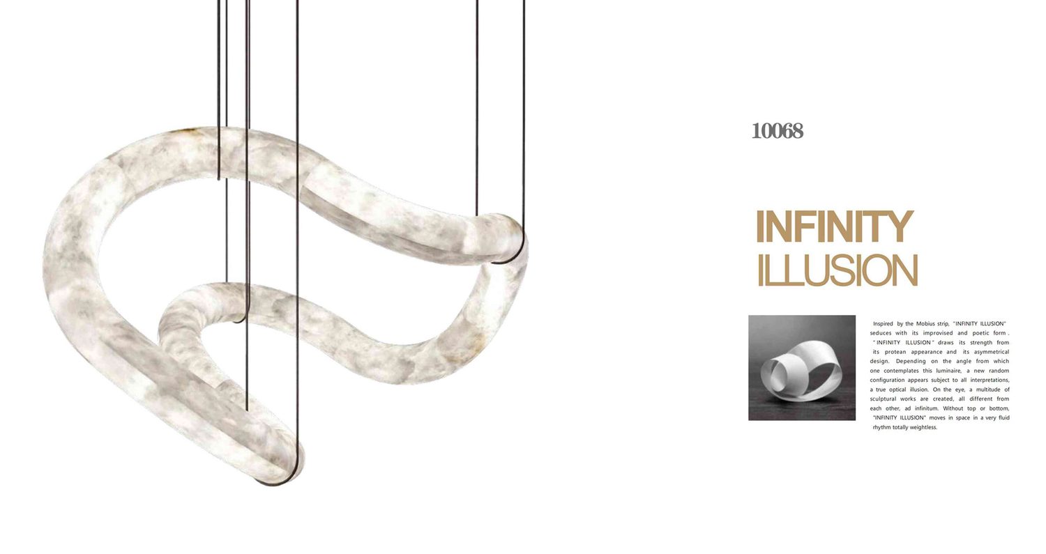 INFINITY ILLUSION Mobius Alabaster Pendant Chandelier 10068 INFINITY ILLUSION Mobius Alabaster Pendant Chandelier 10068