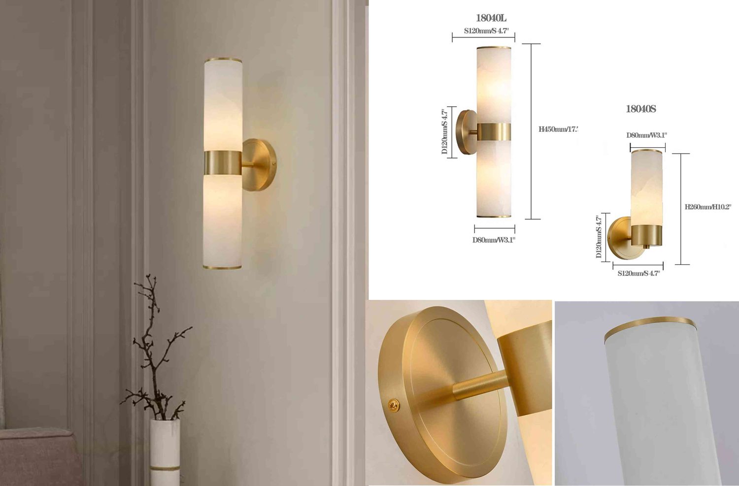 18040 Natural Alabaster Wall Lamp L/S with Warm Glow 18040 Natural Alabaster Wall Lamp L/S with Warm Glow