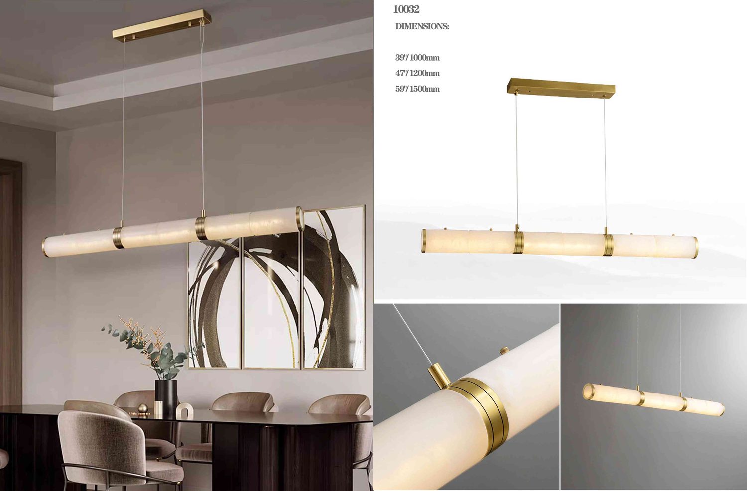 10032 NHB Natural Alabaster Pendant Light - 1m/1.2m/1.5m