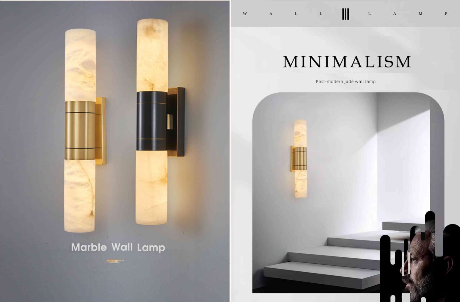 18022 MINIMALISM Post-Modern Jade Wall Lamp - Brass/Black