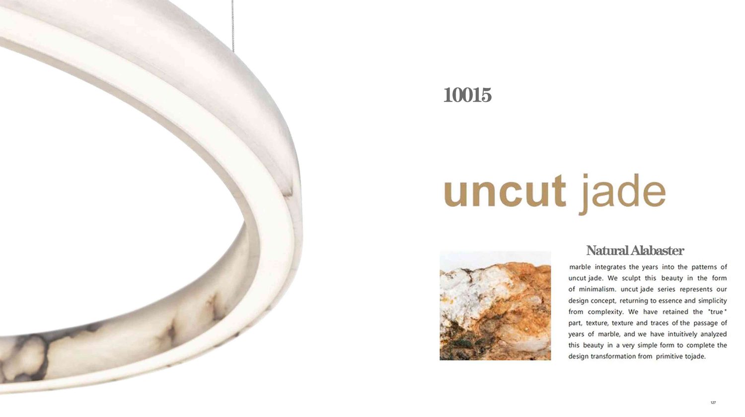 10015 uncut jade Natural Alabaster Pendant Series - White